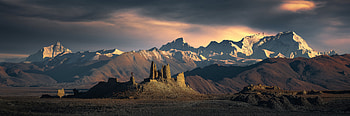 Mountain, sky, old, ruins HD wallpaper