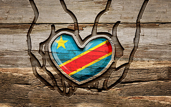 I love Democratic Republic of Congo, , wooden carving hands, Day of Democratic Republic of Congo, Democratic Republic of Congo flag, wood carving, african countries, Democratic Republic of Congo HD wallpaper