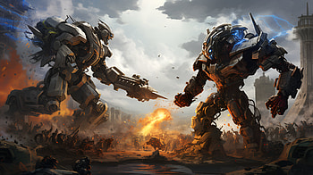 Epic Mechs Battle, Sci Fi, robot, battle, futuristic, illustration HD wallpaper
