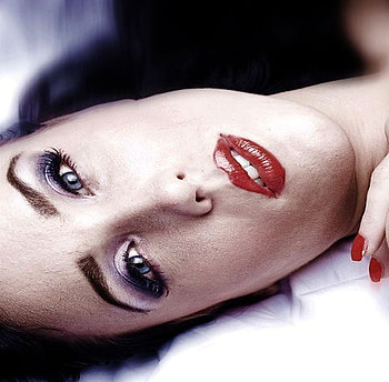 RED LIPS BEAUTY, model, stuning eyes, red, lips, neails HD wallpaper