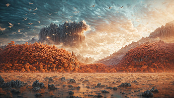 Sunset Desert, desert, sky, Stars, cactus, smoke HD wallpaper