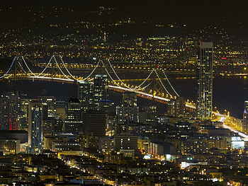 Oakland travels, Night scene, Skyline beauty, Urban lights HD wallpaper