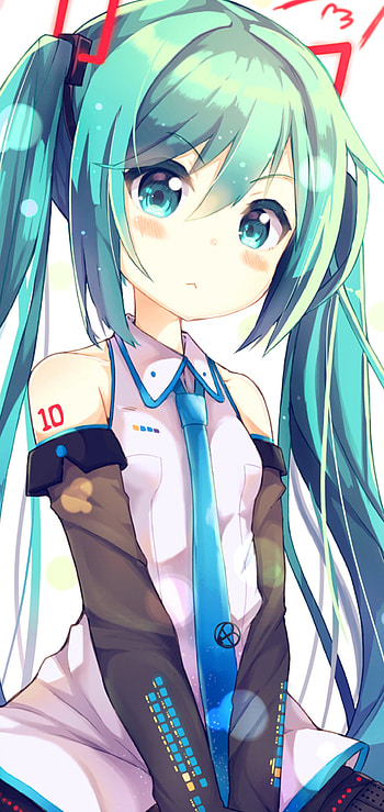 long hair, aqua eyes, green hair, blush, Hatsune Miku, Anime, Vocaloid HD phone wallpaper