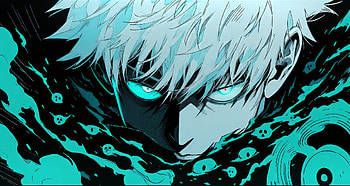 Satoru Gojou Monochrome Jujutsu Kaisen Acid Cyan, Satoru Gojo, Anime, Jujutsu Kaisen HD wallpaper