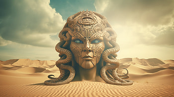 Medusa Desert Majesty, desert, fantasy, medusa HD wallpaper