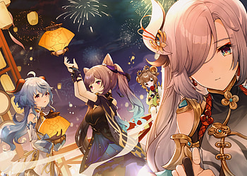 Genshin Impact Heroes: Yaoyao, Shenhe, Keqing & Ganyu, Yaoyao (Genshin Impact), Shenhe (Genshin Impact), Keqing (Genshin Impact), Ganyu (Genshin Impact), video game, Genshin Impact HD wallpaper