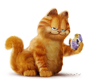 Garfield 2004, white, pisici, movie, poster, garfield, cat, orange, donut, ginger HD wallpaper