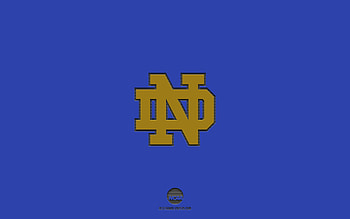 Notre Dame Fighting Irish, blue background, American football team, Notre Dame Fighting Irish emblem, NCAA, Indiana, USA, American football, Notre Dame Fighting Irish logo HD wallpaper