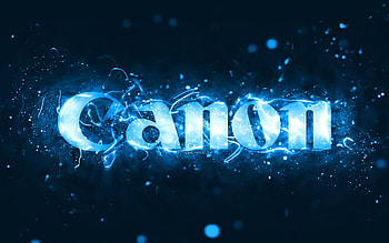 Canon blue logo, , blue neon lights, creative, blue abstract background, Canon logo, brands, Canon HD wallpaper