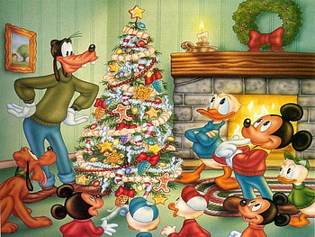 Merry Christmas From, Goofy, Donald, Mickey & Family, louie, ferdie, pluto, goofy, huey, dewey, mickey, monty HD wallpaper