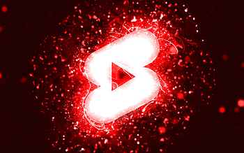 Youtube shorts red logo, , red neon lights, creative, red abstract background, Youtube shorts logo, social network, Youtube shorts HD wallpaper
