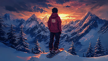 Snowboarder In The Icy Heart Of Winter, snowboarder, artist, ice, artwork, art, digital-art, ai HD wallpaper