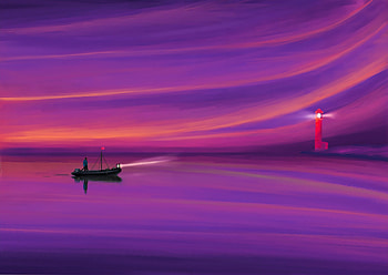 Boating To Lighthouse, boat, artist, artwork, digital-art, artstation HD wallpaper