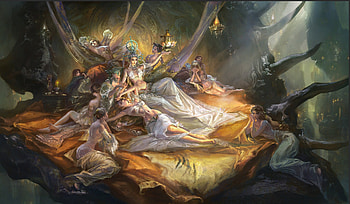 The Queen, servant, art, gorgeous, girl, superb, rongrong wang, fantasy, luminos, queen HD wallpaper