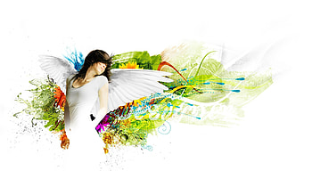 Abstract, Girl, Wings, Angel HD wallpaper