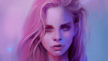 Pink Girl Portrait Art , digital-art, artist, artwork, deviantart, pink HD wallpaper