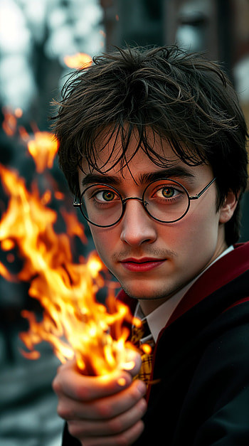 Harry Potter — Fiery Wand , Harry Potter, wizard, fire, glasses HD phone wallpaper