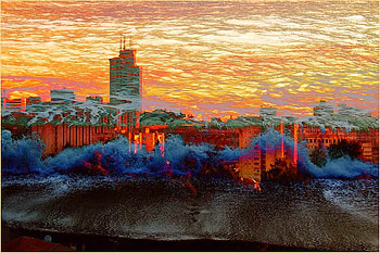 TZUNAMI, art , big, city, amazing, wave HD wallpaper