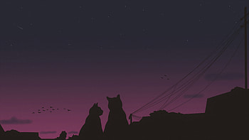 Lofi Late Night Cats, lofi, cats, cat, minimalism, minimalist, artist, artwork, digital-art, artstation HD wallpaper
