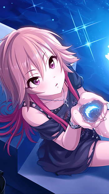 Ninomiya Asuka, purple hair, pink hair, night, Anime, anime night HD phone wallpaper