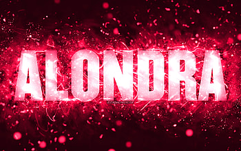 Happy Birtay Alondra, , pink neon lights, Alondra name, creative, Alondra Happy Birtay, Alondra Birtay, popular american female names, with Alondra name, Alondra HD wallpaper