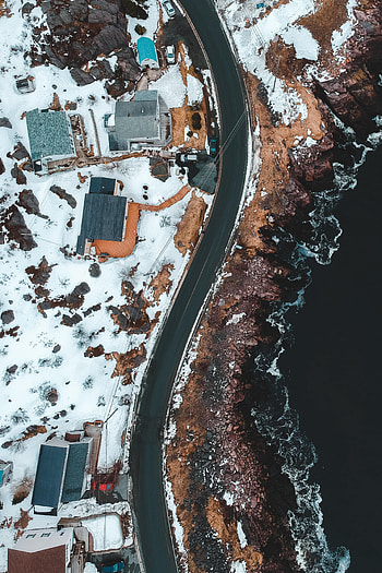 Nature, Houses, View From Above, Road, Roof, Roofs HD phone wallpaper
