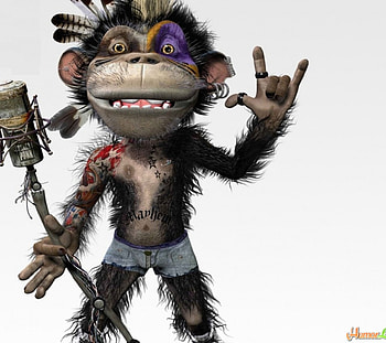 ROCKEN MONKEY, SINGER, ROCK-N-ROLL, MONKEY, FUNNY HD wallpaper