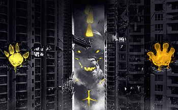 Godzilla, buildings, art HD wallpaper
