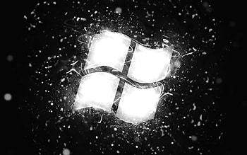 Windows white logo, , white neon lights, creative, black abstract background, Windows logo, OS, Windows HD wallpaper