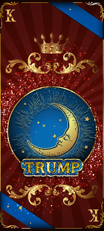 Fantastic Trump Card, red, electric blue, art, moon, King, latter, K, alphabet HD phone wallpaper