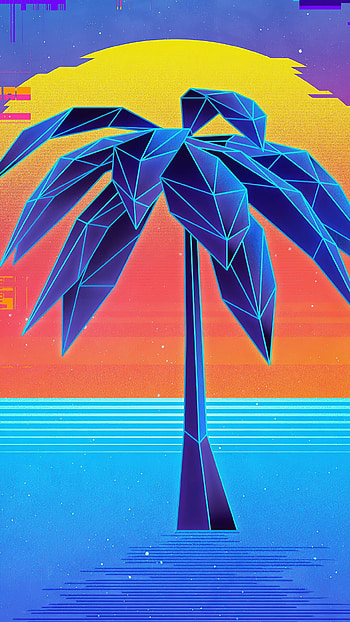 Palm Tree, Retro synthwave HD phone wallpaper