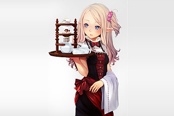 Anime girl, original, cute, blue eyes, Elf maid HD wallpaper