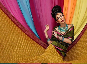 A BEAUTY IN RAINBOW, colorful, veils, colors, dress, woman, beauty HD wallpaper