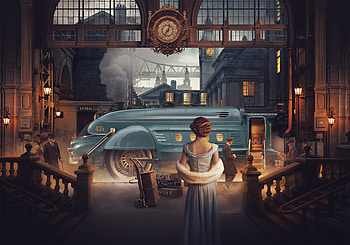 Streamliner Train Station , train, artist, artwork, digital-art, behance HD wallpaper