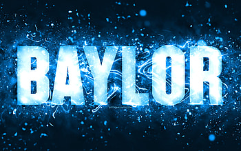 Happy Birtay Baylor, , blue neon lights, Baylor name, creative, Baylor Happy Birtay, Baylor Birtay, popular american male names, with Baylor name, Baylor HD wallpaper