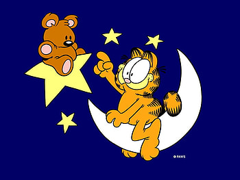 garfield pookie moon, star, garfield, teddy, moon HD wallpaper