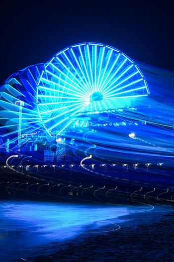 Dark, Long Exposure, Backlight, Illumination, Ferris Wheel, Attraction HD phone wallpaper