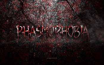 Phasmophobia logo, grunge art, Phasmophobia stone logo, red stone texture, Phasmophobia, grunge stone texture, Phasmophobia emblem, Phasmophobia 3d logo HD wallpaper