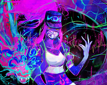 Akali, League of Legends, neon, art HD wallpaper