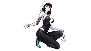 Spider-Gwen, white background, comics, marvel comics, illustration HD wallpaper
