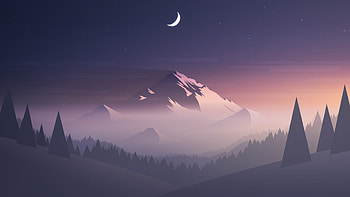 Mountains Moon Trees Minimalism, mountains, moon, trees, minimalism, artist, artwork, digital-art HD wallpaper