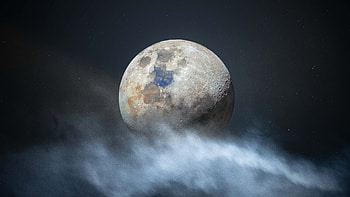 Moon In Clouds , moon, clouds, space, digital-universe, artist, artwork, digital-art HD wallpaper