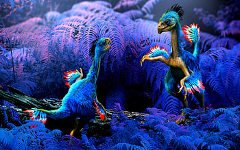 SWEET LITTLE DINOS, wings, feathers, art, young, lizards, logs, dinosaurs, damir martin HD wallpaper