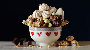 Sweets, nuts, chocolate, candies HD wallpaper