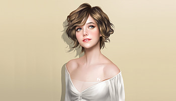 Beautiful woman, short hair, art HD wallpaper