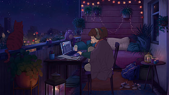 Studying girl AI resized []. Studying girl, art, Anime scenery , Aesthetic Girls Computer HD wallpaper
