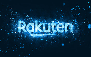 Rakuten blue logo, , blue neon lights, creative, blue abstract background, Rakuten logo, brands, Rakuten HD wallpaper