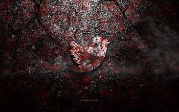 Twitter logo, grunge art, Twitter stone logo, red stone texture, Twitter, grunge stone texture, Twitter emblem, Twitter 3d logo HD wallpaper