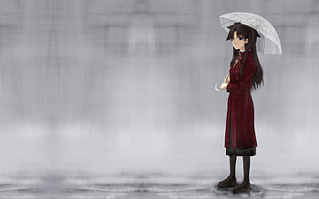 Anime, Rain, Girl, Stroll, Umbrella HD wallpaper