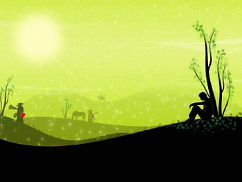 Alone on a Hill, horse, hills, green sky, figure, vector, people, sun, silhouette HD wallpaper